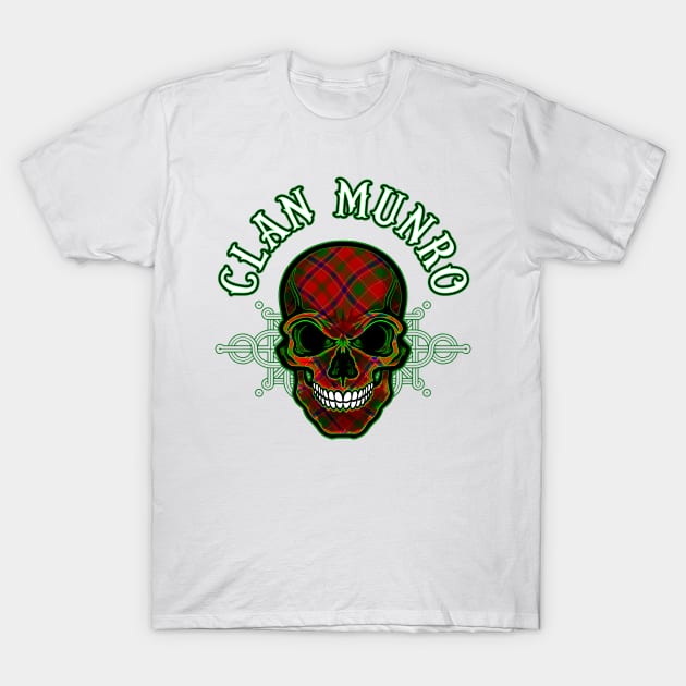 Scottish Clan Munro Tartan Celtic Skull T-Shirt by Celtic Folk